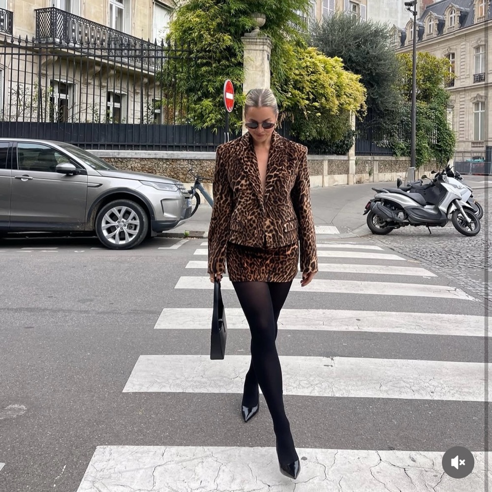 Zara brown blazer animal print velvet velour cheetah leopard suit jacket - Picture 4 of 15